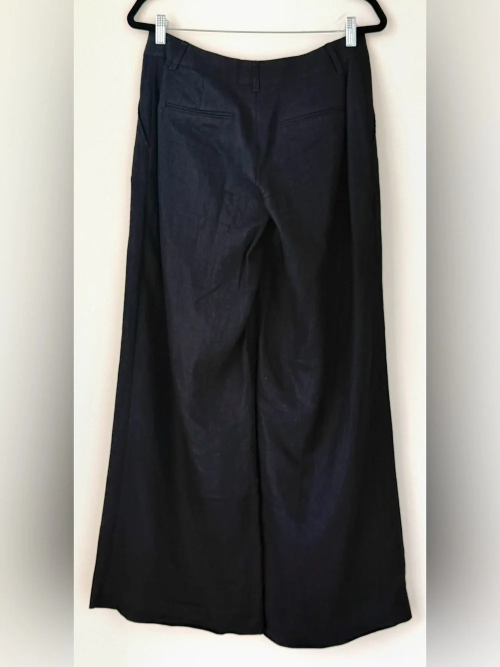 NWOT Reformation Asher Trousers 100% Linen Wide Leg w/Pockets Black Size 2